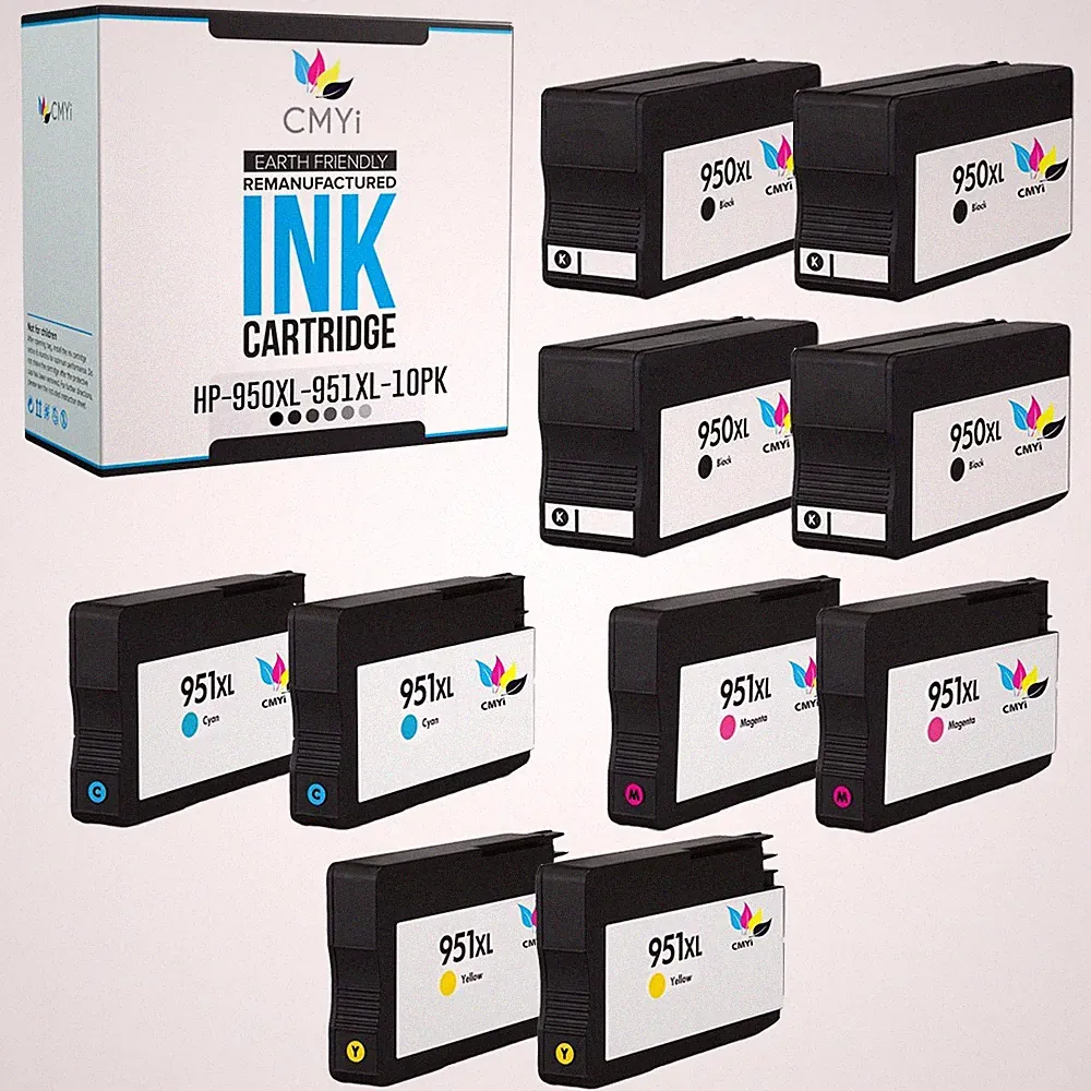 10-Pack CMYi Compatible Ink 950XL 951XL Combo Pack Ink for HP OfficeJet 251dw