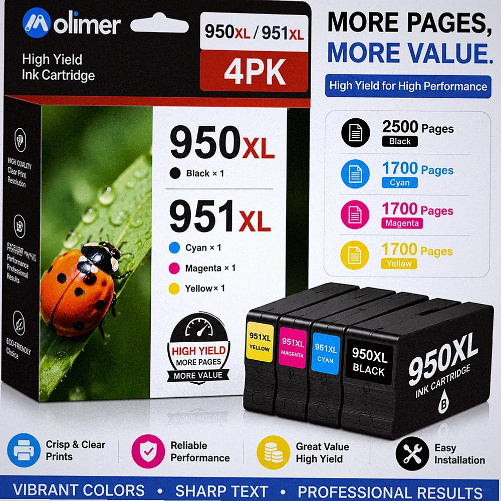 4PK Ink Cartridge 950XL 951XL BCMY For HP Officejet Pro 8660 8640 8625 8630 8600