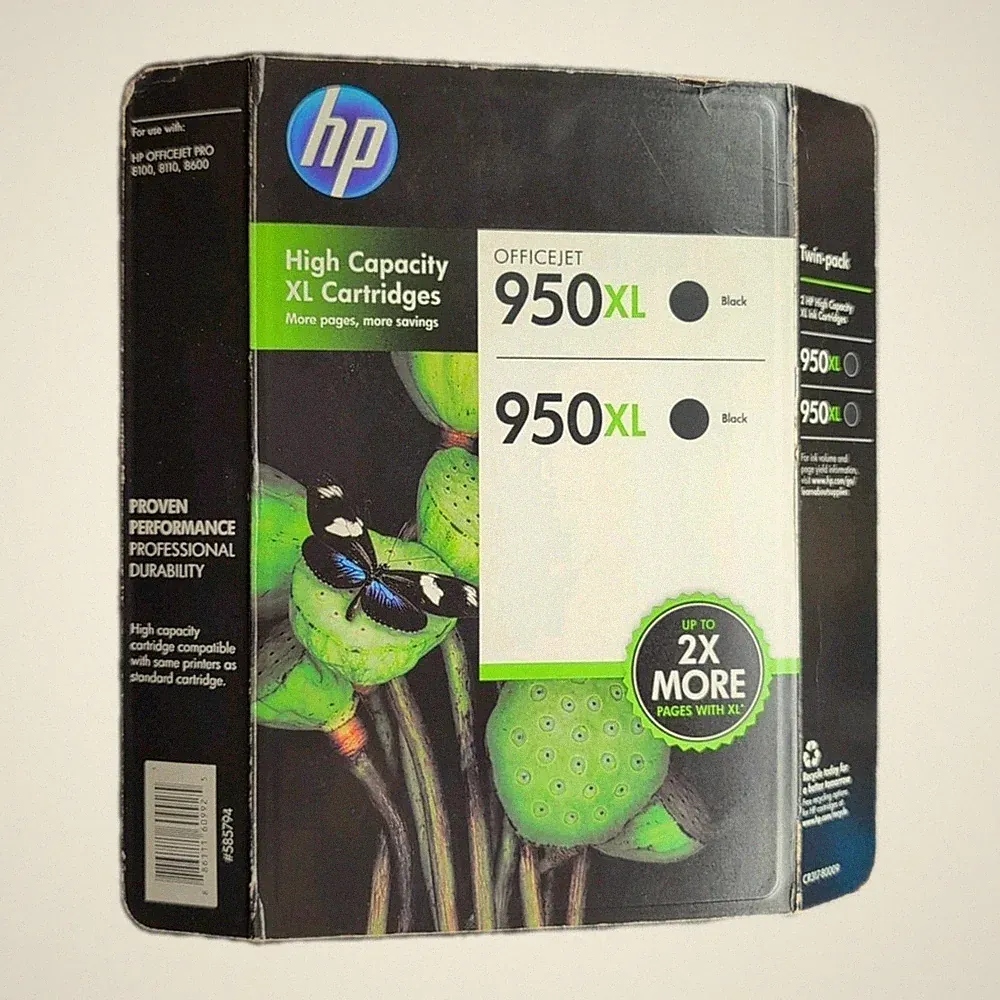 Genuine HP 950XL 2-Pack Black OfficeJet Ink Cartridges exp 2015