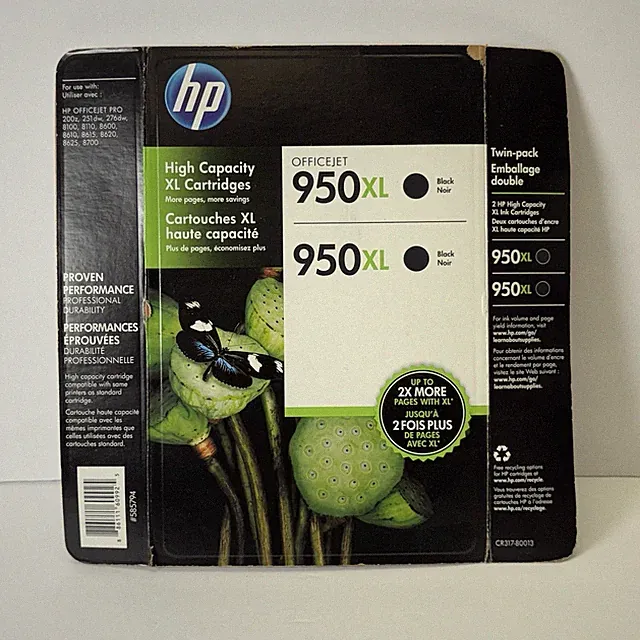 HP 950XL Black Ink Cartridge Twin Pack Genuine OEM High Capacity Sealed Open Box