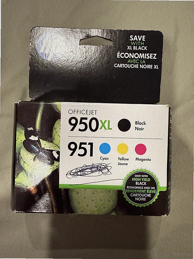 HP Printer Ink Combo Pack 950XL Black 951 Cyan, Yellow, Magenta OEM NIB Expired