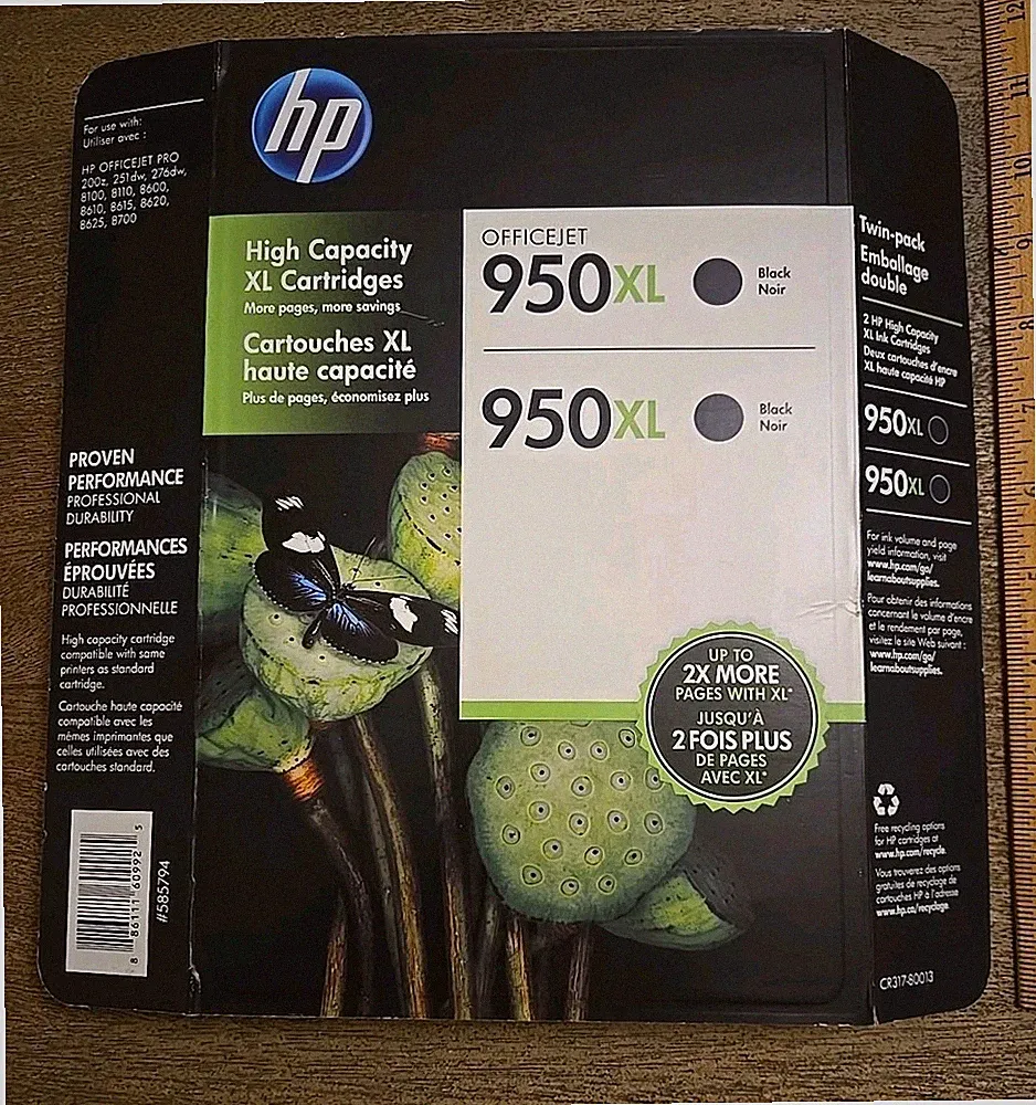 NEW 2-Pack Genuine HP Officejet 950XL Black Ink Cartridges Exp: 08/2016 See All