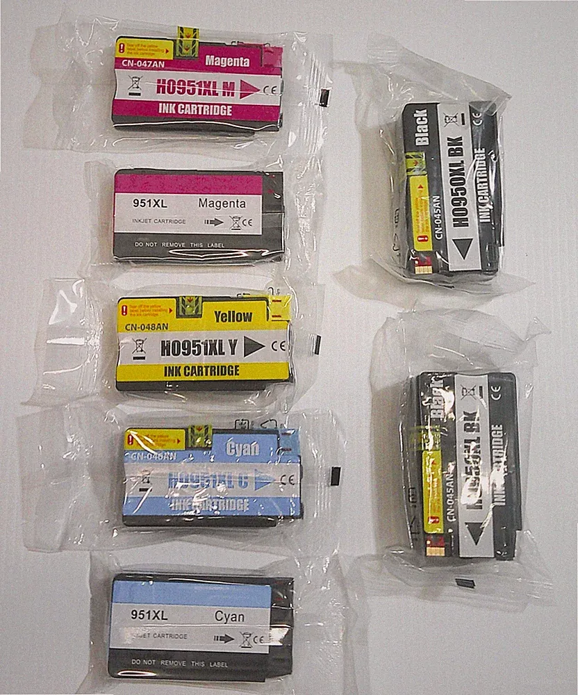 Two 950XL BK and Five 951XL Color Cartridges, New, Sealed, HP Printer